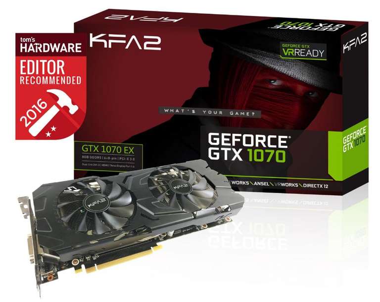 Carte graphique KFA2 GeForce GTX 1070 EX - 8 Go + JEU For Honor OU Ghost Recon Offert par NVIDIA
