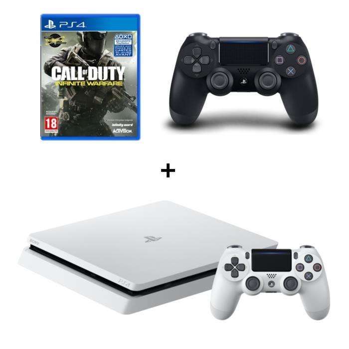 Sélection de packs console Sony PS4 Slim en promotion - Ex : PS4 Slim (500 Go, blanc) + 2ème manette (V2, noir) + Call of Duty: Infinite Warfare