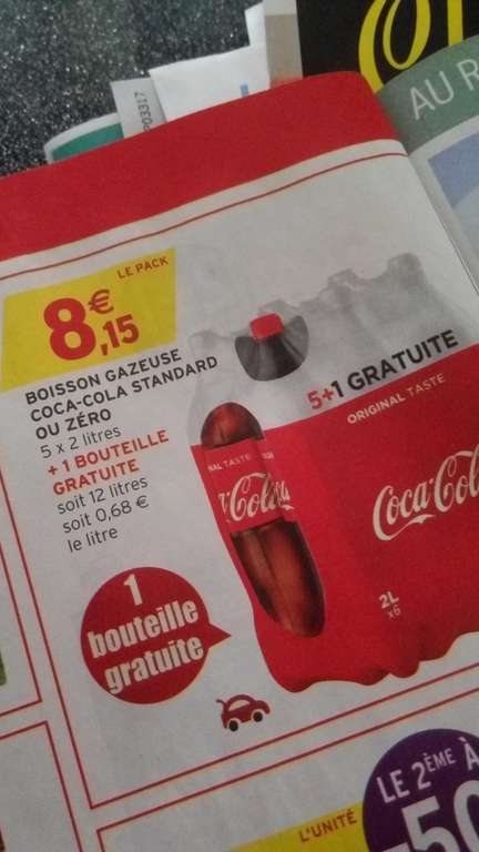 Pack de 6 bouteilles de Coca-Cola - 2 L (Normal ou Zéro)