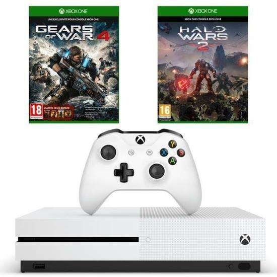 Sélection de Packs Xbox One S en promotion - Ex : Console Microsoft Xbox One S (500 Go) + Gears of War 4 + Halo Wars 2