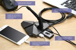 Hub USB Milool (4 ports) - avec support pour câble de souris + câble (1.2 m)