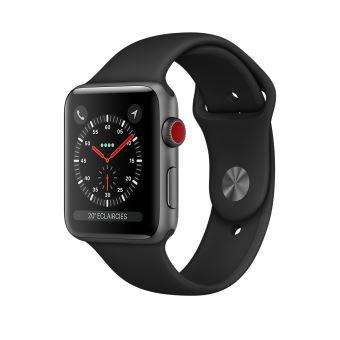 Précommande : Apple Watch Series 3 Cellular 42 mm Boîtier en Aluminium Gris sidéral avec Bracelet Sport Noir