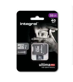 Carte mémoire Integral UltimaPro 32 Go microSDHC Classe 10 - 40 Mo/s