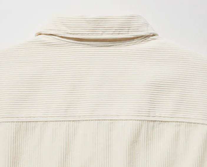 Chemise en velours côtelé Homme - 100% Coton - Blanc cassé ou gris foncé (du XS au M)