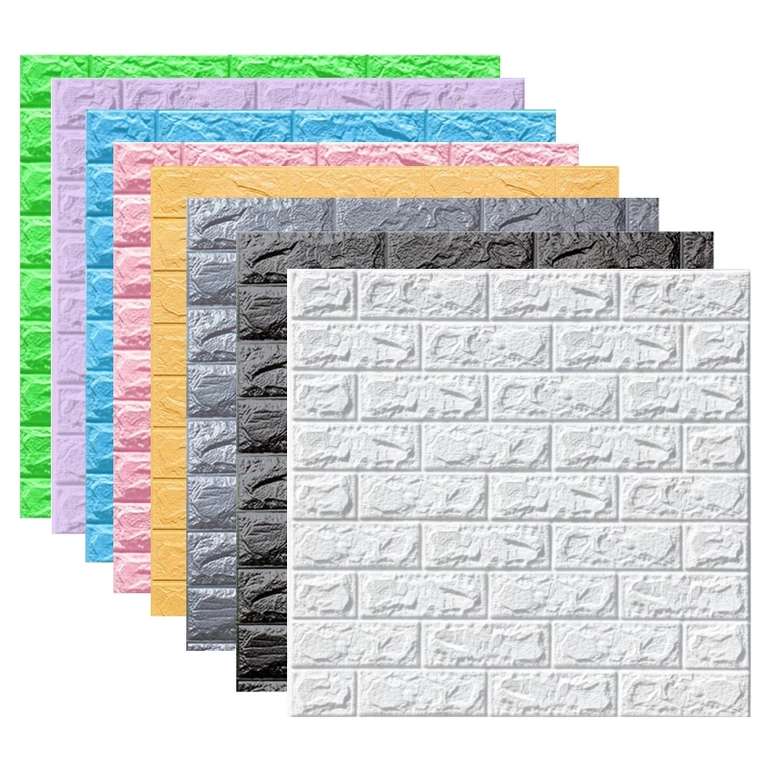 Lot de 10 panneaux muraux en relief imitation brique - blanc, 77 x 70 cm (entrepôt ES)