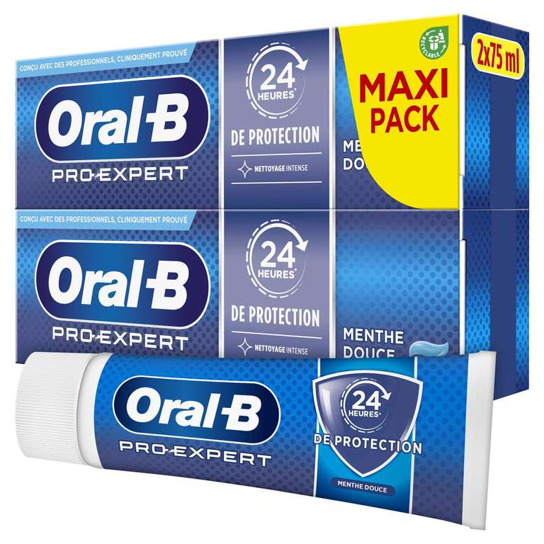 Lot de 2 tubes de dentifrice Oral-B - 2 x 75ml , différentes variétés (via 3,99€ sur carte fidélité et ODR 2,28€)