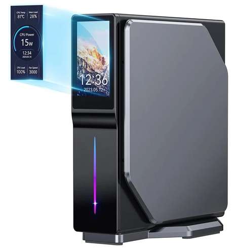 Mini PC OUVIS S1 avec écran LCD - Intel Alder Lake N95, Windows 11,16Go RAM, 512Go SSD