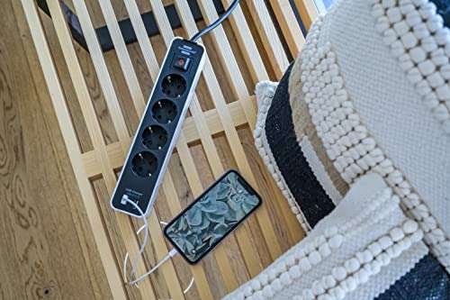 Multiprise Brennenstuhl Ecolor 4 prises + 2 ports USB - Blanc/noir