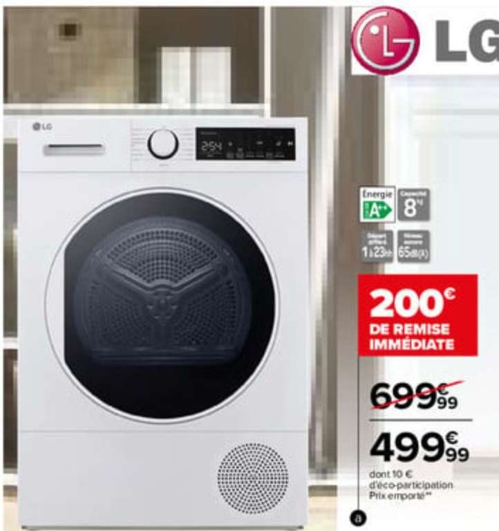 LG Sèche-linge à pompe à chaleur LG, capacité de 8 kg, A++