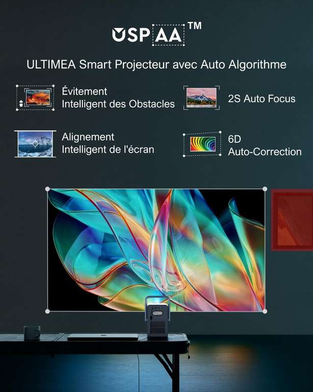 Vidéoprojecteur Ultimea Poséidon E40 - 1080P, Android 11, TV, 1000 Lumens, Ansi