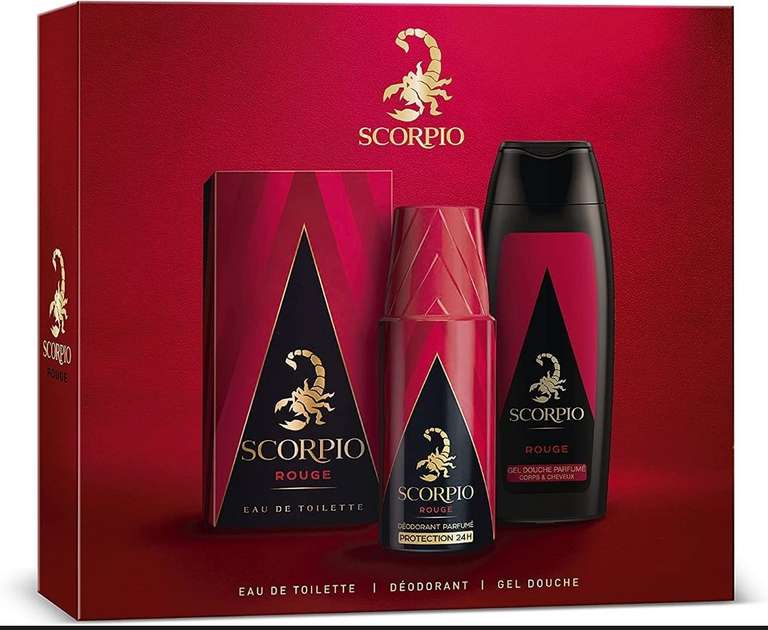 Coffret Scorpio Rouge pour homme - Eau de toilette flacon 75ml, Gel Douche 250ml & Déodorant atomiseur 150ml