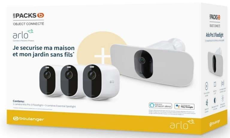 Caméra de surveillance Arlo Wifi ESSENTIAL 3 cams + 1 camera floodlight