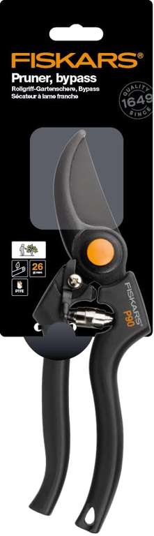 Sécateur à lames franches Fiskars Pro P90 - Diam. coupe 2,6 cm, Lames Acier à revêtement antiadhésif, Longueur: 22,5 cm, Noir/Orange