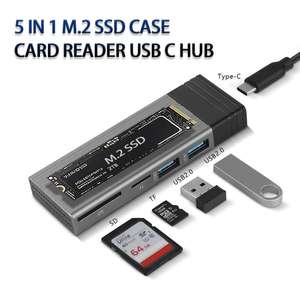 Hub USB-C - boîtier SSD M.2 NVMe NGFF, lecteur de carte SD TF, station d'accueil pour MacBook Pro Air, séparateur USB C