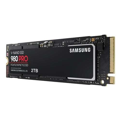 SSD interne M.2 NVMe 4.0 Samsung 980 Pro (MZ-V8P2T0BW) - 2 To, TLC, DRAM, Jusqu'à 7000-5000 Mo/s (+5.57€ en Rakuten Points)