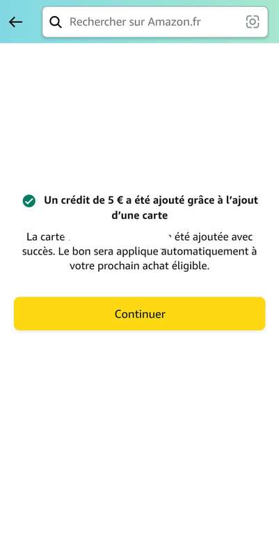 [Sous conditions] 5€ offerts pour l'ajout d'une carte de débit ou de crédit à votre compte Amazon