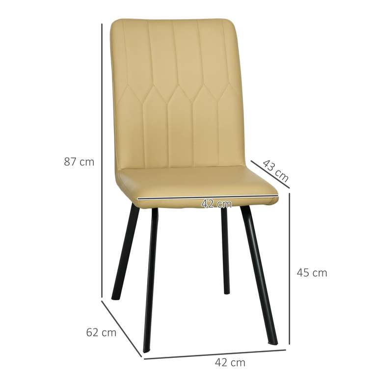 (Prime) Lot de 2 chaises de Salle à Manger scandinaves Assise en Similicuir rembourrée épais Pieds en métal Beige (Vendeur tiers)
