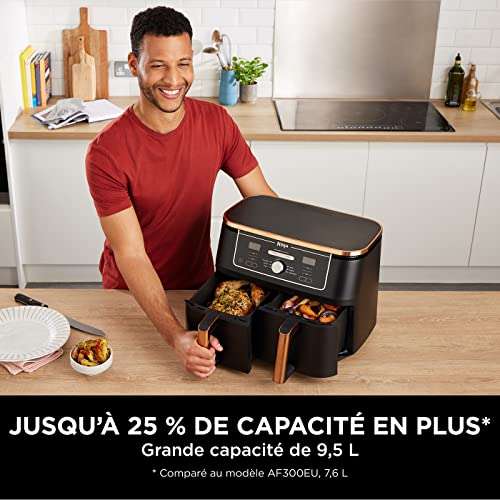 [Prime] Friteuse sans huile DualZone Ninja Foodi Max AF400EUCP - 9,5 L, 2 tiroirs de cuisson indépendants, 6 modes de cuisson