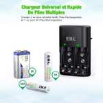 Chargeur pour piles rechargeables 4 slots AA/LR06, AAA/LR03 et 9V (via Coupon - Vendeurs tiers)