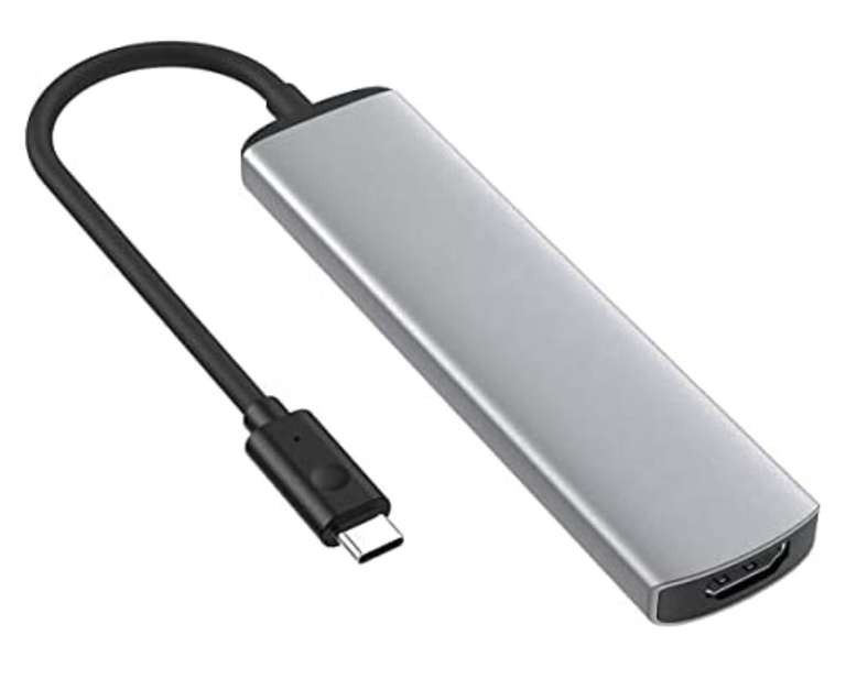 Hub USB-C multiports 6 en 1 Cappuon - HDMI, 3 Ports USB 3.0, Lecteur de Cartes SD/Micro SD (Vendeur Tiers)