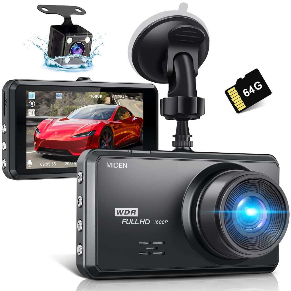 Dashcam Voiture Full HD 1080P Caméra Avant et Arrière Étanche