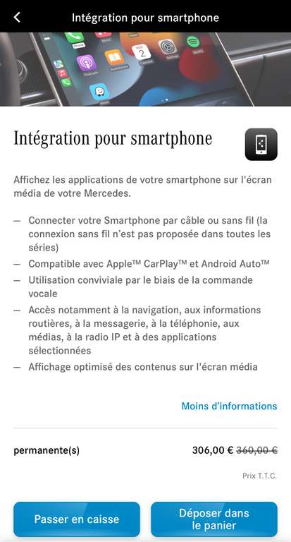 Intégration pour smartphone - CarPlay/Android Auto - Mercedes Me Store (shop.mercedes-benz.com)