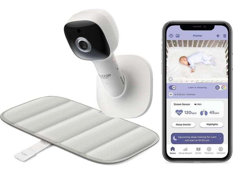 Babyphone vidéo + tapis capteur avec caméra bébé Hubble Connected Dream - WLAN 1080p