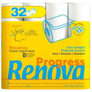 32 rouleaux de papier hygiénique Rénova Progress (Via 9,09€ sur la carte de fidélité)