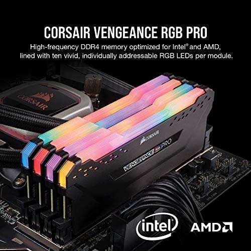 Kit de mémoire RAM DDR4 Corsair Vengeance RGB PRO - 16 Go (2 x 8 Go), DDR4, 3200 MHz, CL16, Noir (CMW16GX4M2C3200C16)