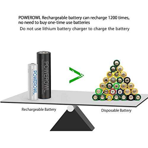 Lot de 16 Piles rechargeables Powerowl - 8 x AA 2800mAh + 8 x AAA 1000mAh (Vendeur Tiers)