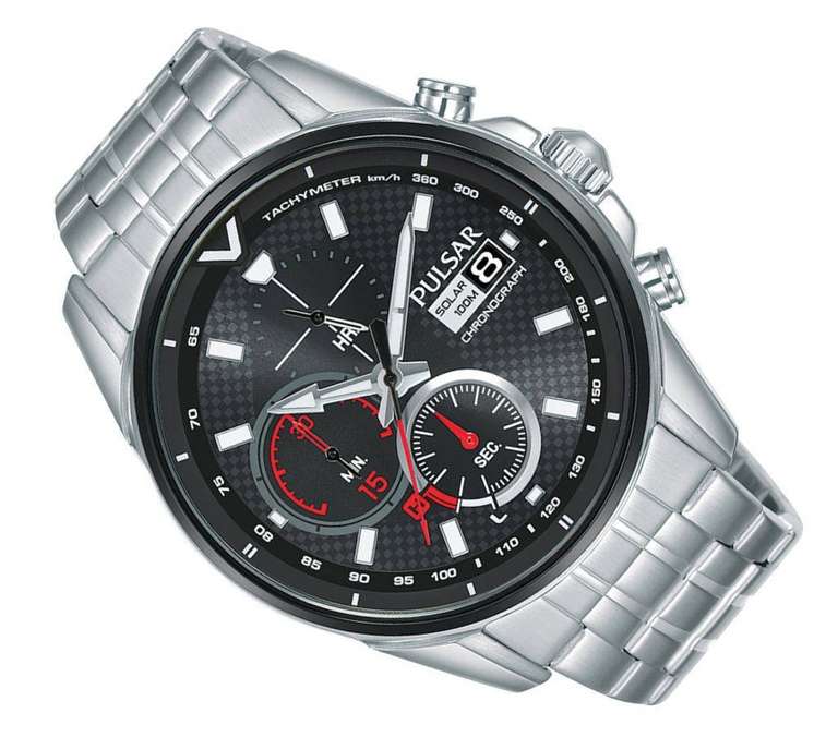 Montre chronographe Pulsar Solar M Sport Accelerator (PZ6027X1) - bracelet en acier inox