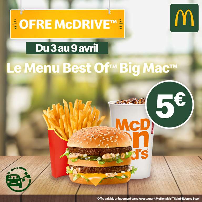Menu Best Of Big Mac pour les commandes Drive Uniquement - Saint-Étienne Steel (42)