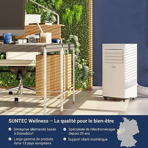 Climatiseur Mobile Silencieux Suntec Move Eco 9.000 BTU - 4 en 1 : Déshumidificateur, Ventilateur, Minuterie Programmable (Vendeur Tiers)