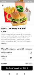 Menu XL Qarrément Boeuf à 1€ - Quick Béthune (62)