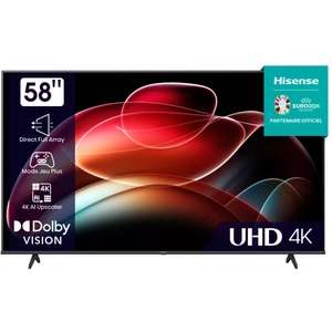 TV 58" Hisense 58A6K 2023 - LED, 4K UHD, Smart TV (+30€ cagnotté sur le petit électroménager ou le son)
