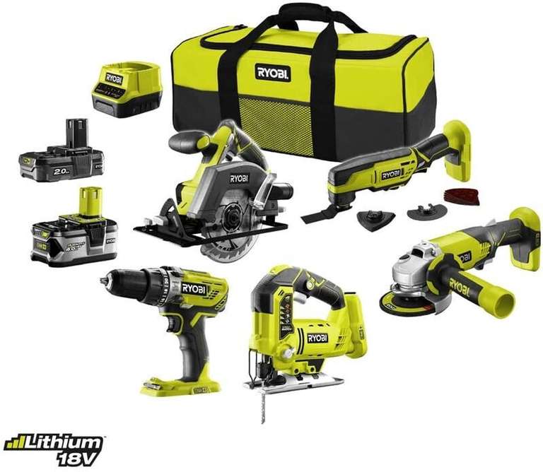 Pack Ryobi R18CK5A-242S 18V - 5 Outils + Batterie 2.0Ah + Batterie 4.0Ah +  Chargeur + Sac –