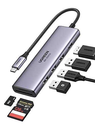 Hub Ugreen USB Type-C - 3 x USB-A 3.0 + HDMI (4K@60Hz) + Lecteur de carte SD / micro SD (Vendeur Tiers - via coupon)