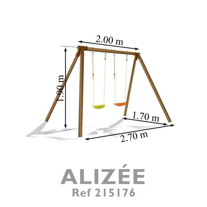 Portique en bois Alizée avec 2 balançoires - H 1.90m (Vendeur Tiers)