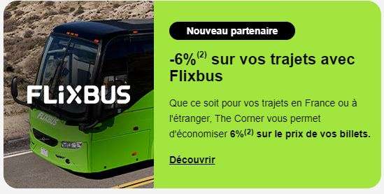 Économisez 6% sur les bons d'achat Flixbus chez The Corner | Dealabs