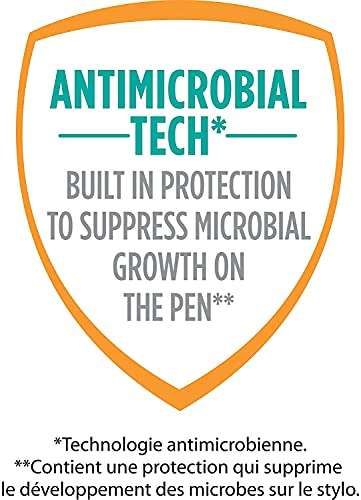 Lot de 20 stylos rétractables BIC Antimicrobial Tech - Pointe Moyenne (1,00 mm), Noir