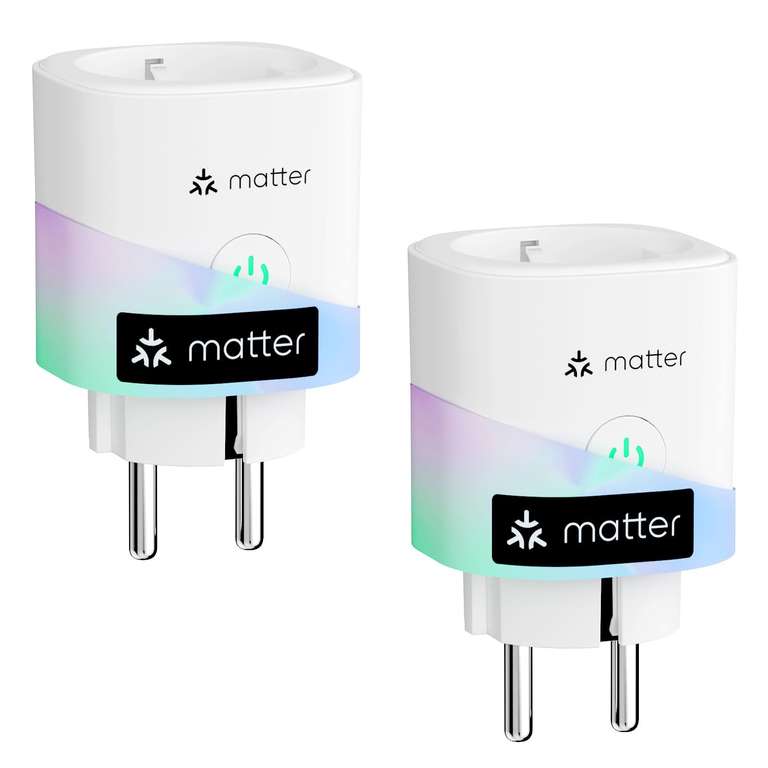 Lot de 2 Prises Connectées Meross Matter 16A (Type F) - WiFi