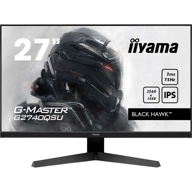 Ecran PC 27" iiyama G-Master G2740QSU-B1 Black Hawk - WQHD (2560 x 1440), Dalle IPS, 75 Hz, 1 ms, FreeSync (via 32€ sur la carte + 15€ BA)