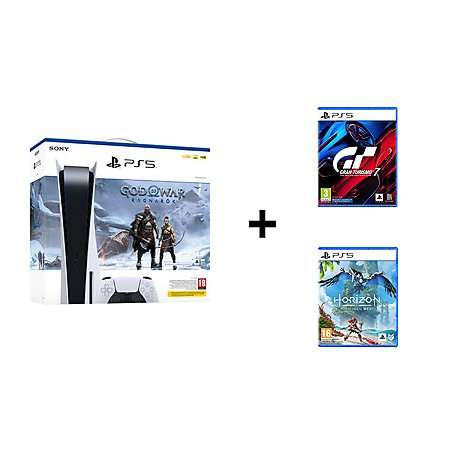 Sélection de pack PS5 en promotion - Ex: Pack console PS5 Standard God of War : Ragnarök + Horizon Forbidden West + Gran Turismo 7