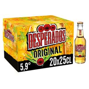 Lot de 3 packs de 20 bières Desperados aromatisées téquila - 60x25cl (via 15,52€ sur carte fidélité, ODR 10,35€ et BA 15€)