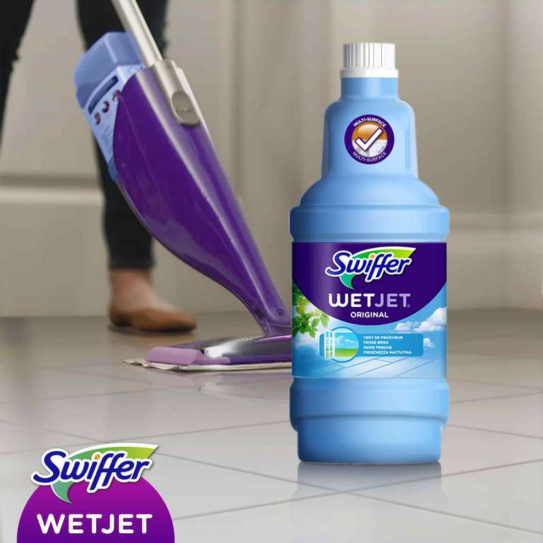 Swiffer WetJet Balai Lave Sol avec Spray, Kit de Démarrage avec 1 Balai  Spray +5 Lingettes +1 Solution Nettoyante Liquide + 2 Piles : :  Epicerie