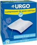 Boîte de 25 sachets de 2 compresses stériles de gaz Urgo - 7,5cm x 7,5cm