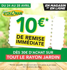 10€ offert dès 30 euros d'achat sur les articles de jardinage