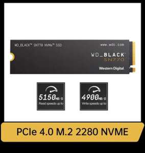 Disque SSD WD_BLACK SN770 2To WDS200T3X0E, M.2 M.2 2280, 5150 Mo/s en lecture, 4850 Mo/s en écriture
