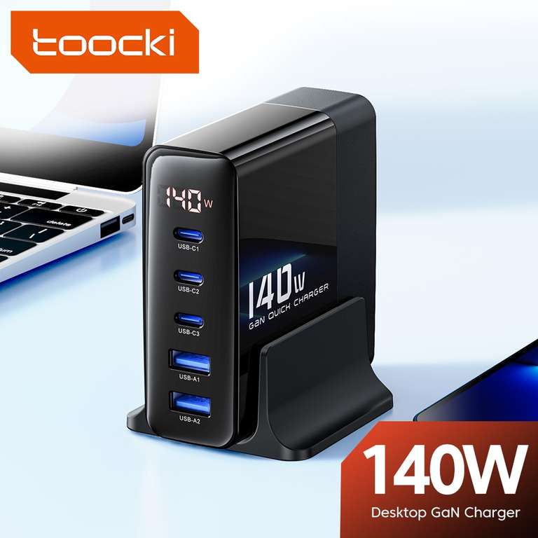 Station de charge USB 140W GaN multi-ports Toocki (3x USB-C + 2x USB-A)
