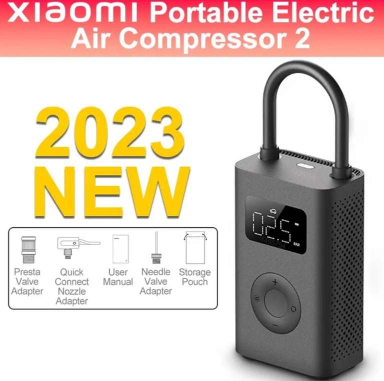 Gonfleur & Pompe à Air électrique Xiaomi Mi Air Pump 2 (2023) - Écran LED, USB-C, Pression de gonflage : 0.2-10.3ba/3-150 PSI, 2000mAh
